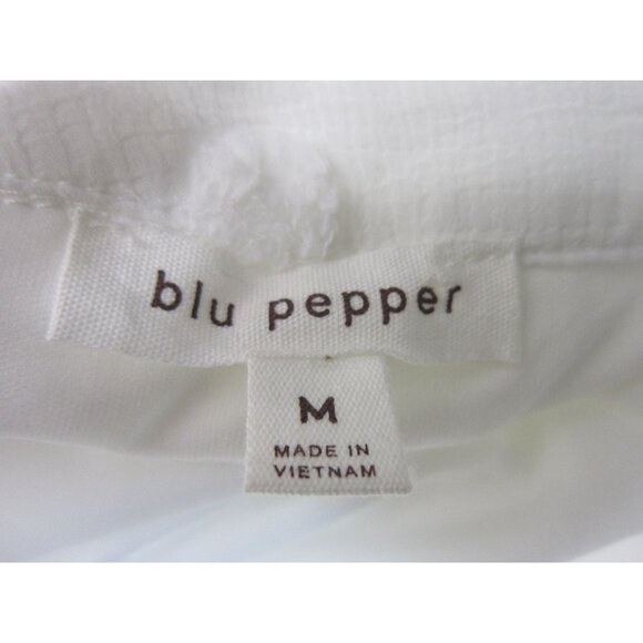 Blu Pepper Womens Dress Swiss Dot Chiffon Lined‎ Button Front White M - Picture 13 of 14